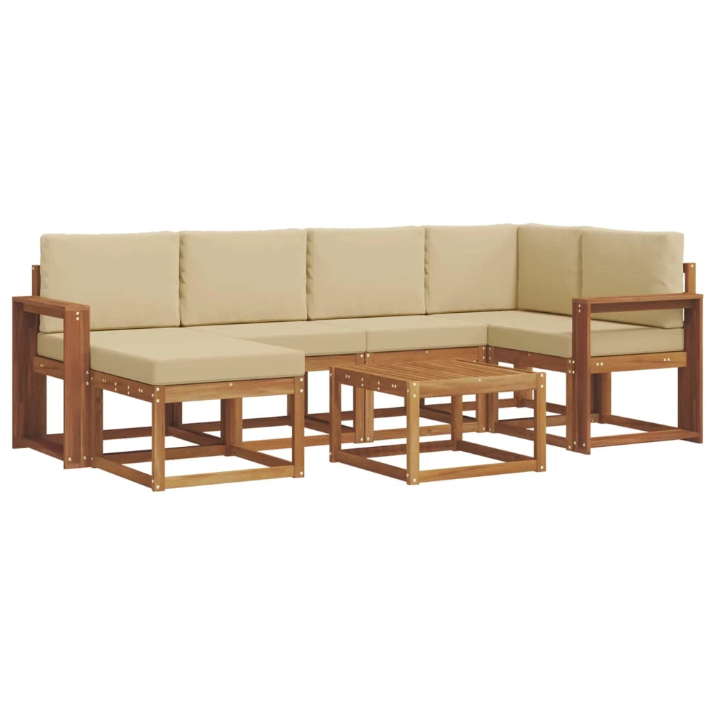 Set di divani da esterno con cuscino 7 pcs Naturale e Beige 3366681