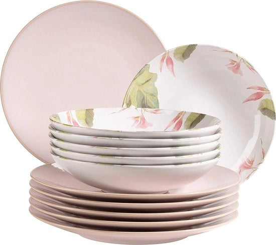 Set di piatti e bicchieri in ceramica ecocompatibile