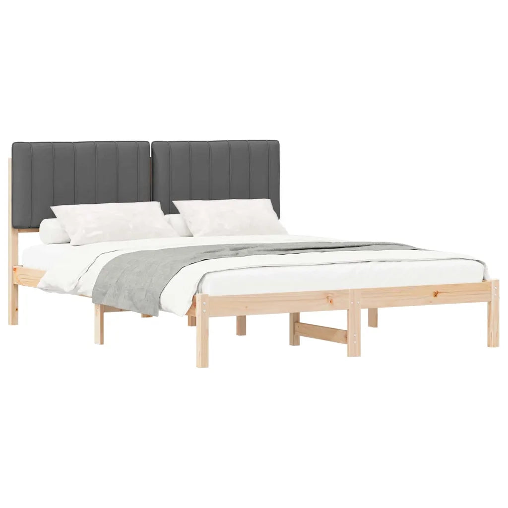 Letto con Testiera Rivestita-Struttura Letto con Testiera Grigio scuro 150 x 200 cm 183966
