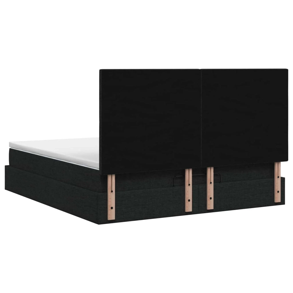 Letto Ottomano con Materasso e LED Nero 140 x 200 cm Tessuto 3458161