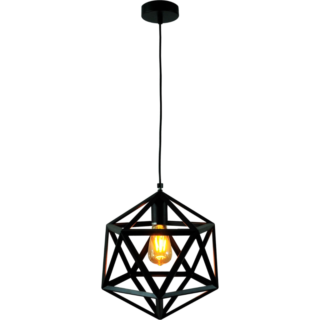 Lampada a sospensione nera geometrica E27 Ø35 Polux