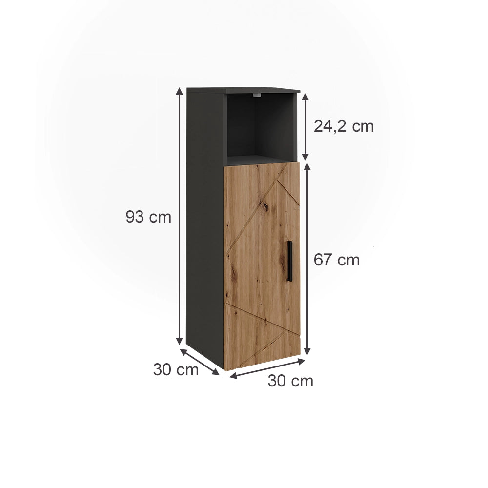 Vicco Mobiletto midi Antracite/Artisan 30 x 93 cm con 1 porta
