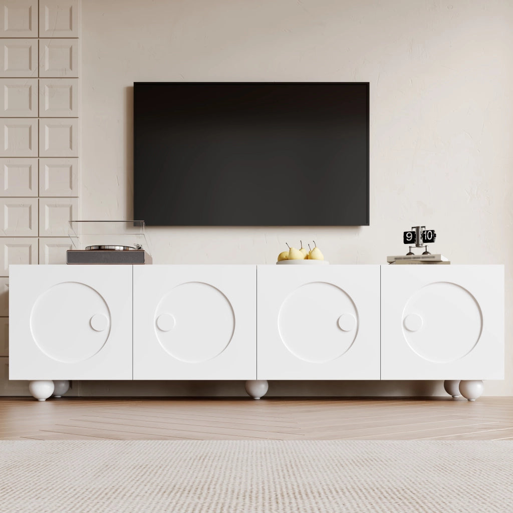 Cassettiera per TV bianca in MDF e truciolare; lunghezza 180;5 cm
