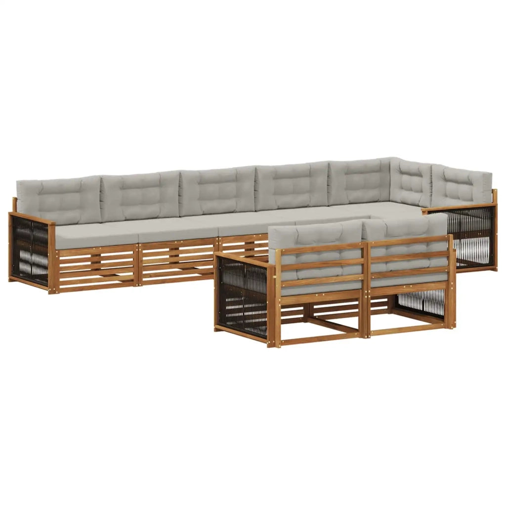Set di divani da esterno 8 pcs Naturale e Grigio Chiaro 3383504