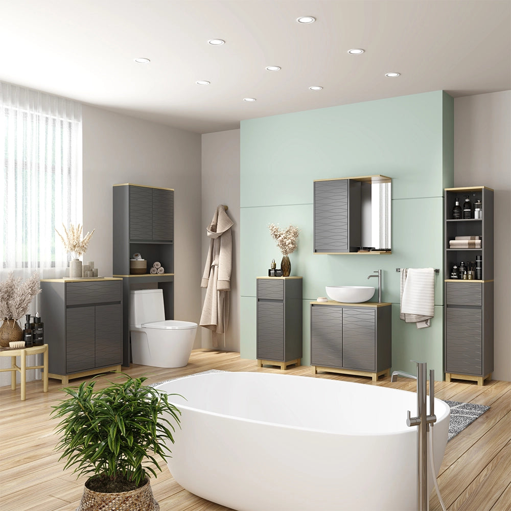 Vicco Set di mobili da bagno Antracite/quercia 6 parti