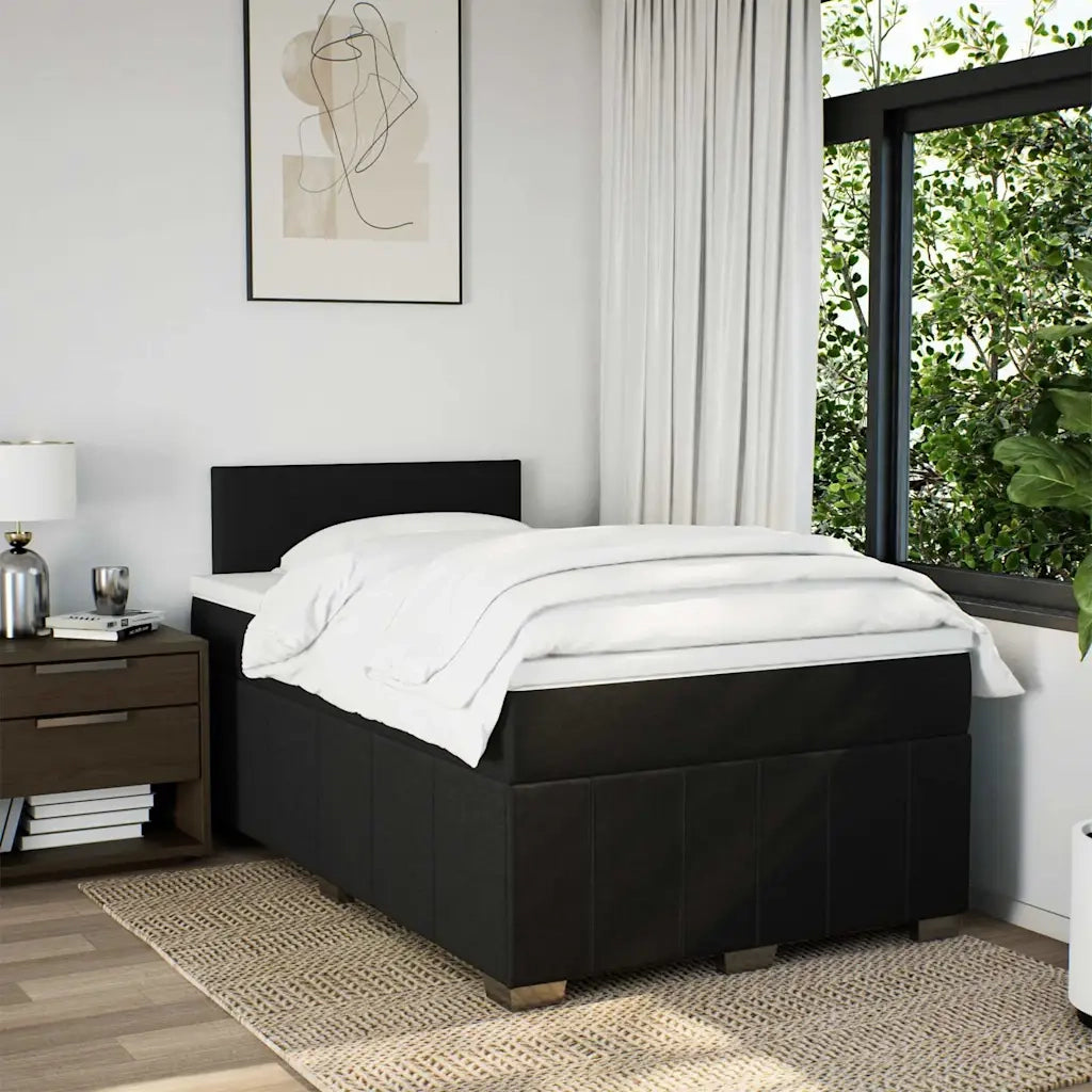 Giroletto a Molle con Materasso Nero 120x200 cm in Tessuto