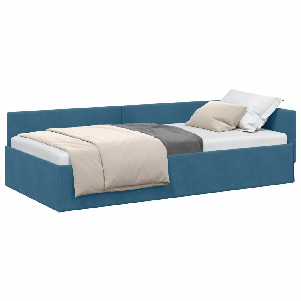Cornice del letto ad angolo Blu 100 cm x 200 cm Velluto 42016090