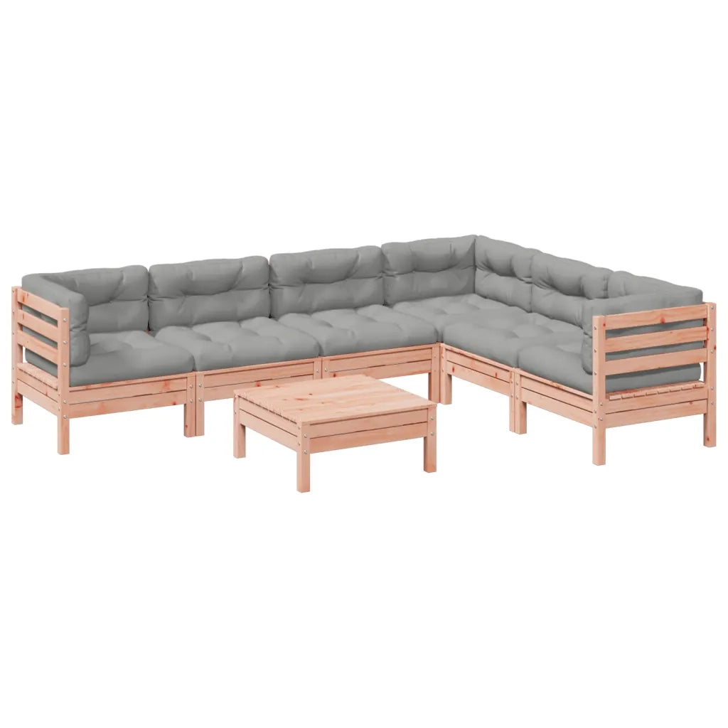 Set Divani Giardino 7 pz Cuscini Legno Massello Abete Douglas