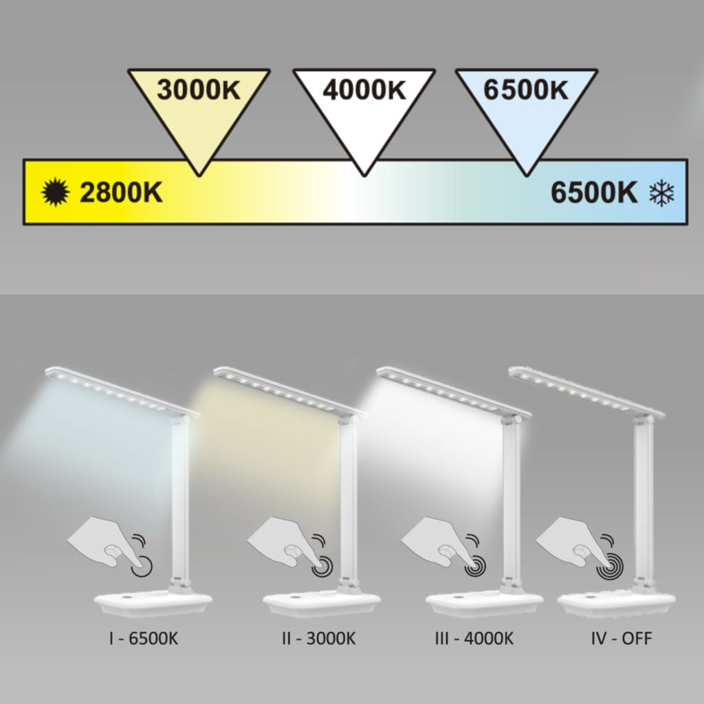 Lampada da scrivania LED 8W dimmerabile bianca Polux