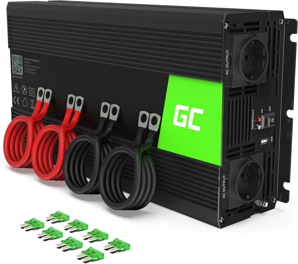 Green Cell PRO 2000W/4000W 12V 220V/230V Onda Pura Inverter Invertitore di Tensione Fotovoltaico DC AC per Camper Auto Convertitore di Potenza, Trasformatore sinusoidale Pura USB