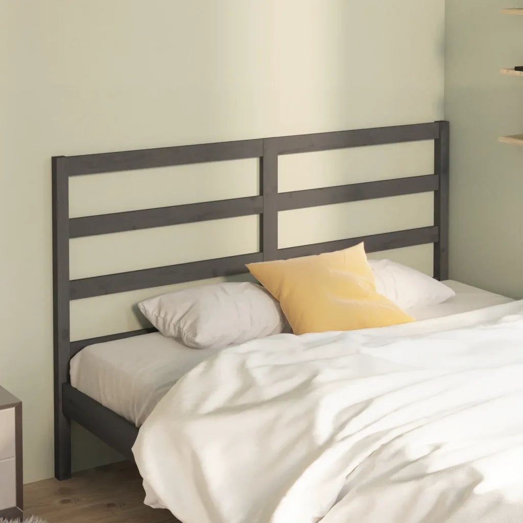 Testiera Letto-Testata-Testiera Decorativa Grigia 166x4x100 cm in Legno Massello di Pino 263455