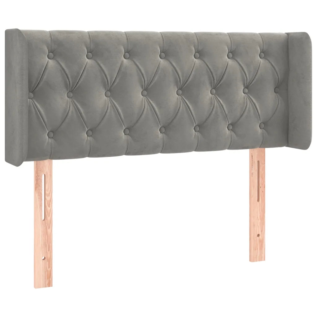 Testiera ad Orecchio-Testata con Orecchie Grigio Chiaro 93x16x78/88 cm in Velluto 549216
