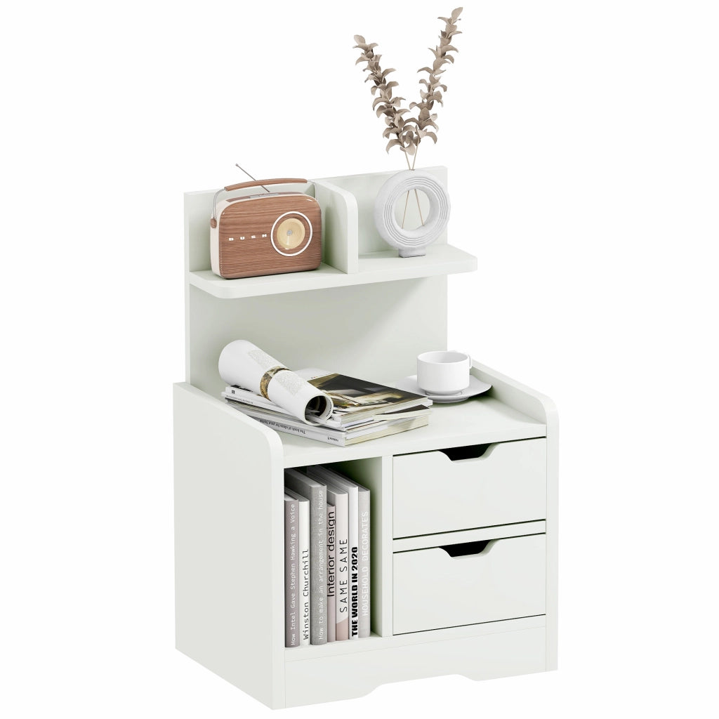 Comodino con 2 Cassetti ¨C Xylo ¨C Legno Bianco con Ripiano