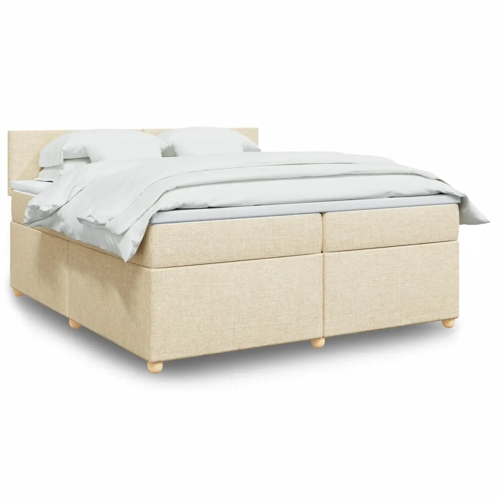 Giroletto a Molle con Materasso Crema 200x200 cm in Tessuto 3289085