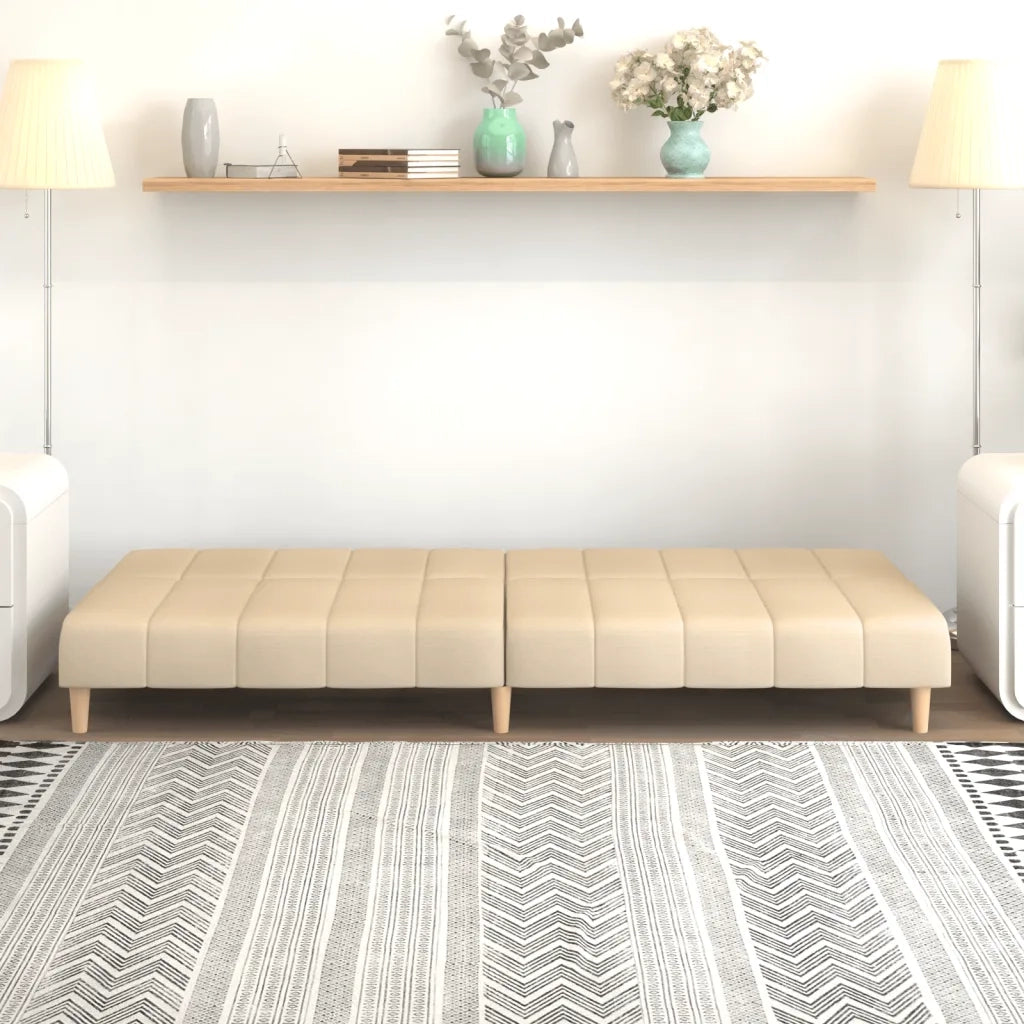 Divano letto | Sof¨¤ letto | Letto singolo a 2 Posti Crema in Tessuto