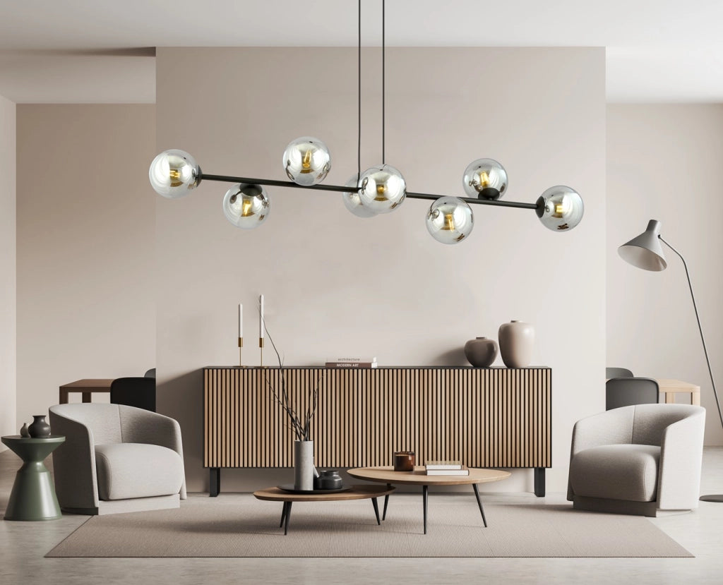 Lampadario Emibig Rossi nero/grafite 8xE14 vetro metallo