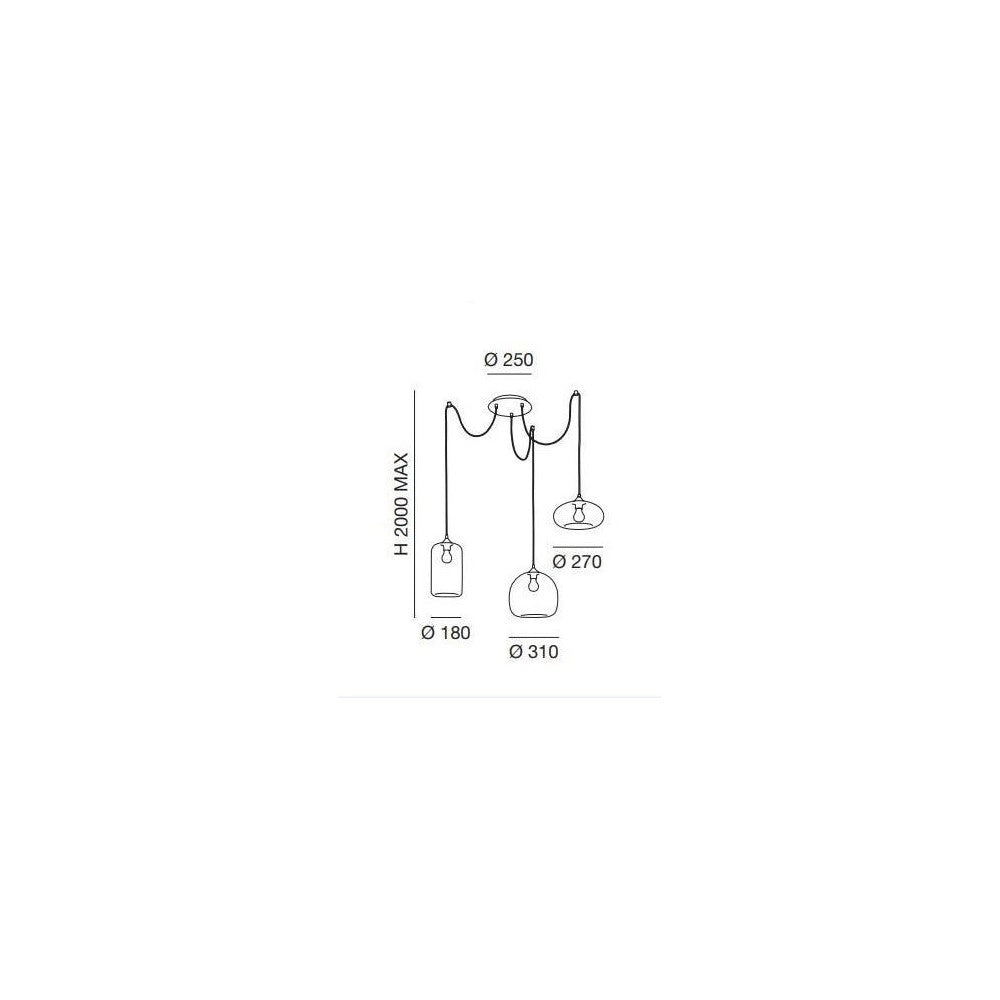 Lampadario a sospensione Fiona a Led in metallo e vetro soffiato fumè 3496-47-126 Fabas Luce
