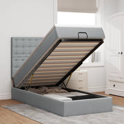 Pouf Letto con Materasso e LED Grigio Chiaro 90x200 cm Tessuto 3314141