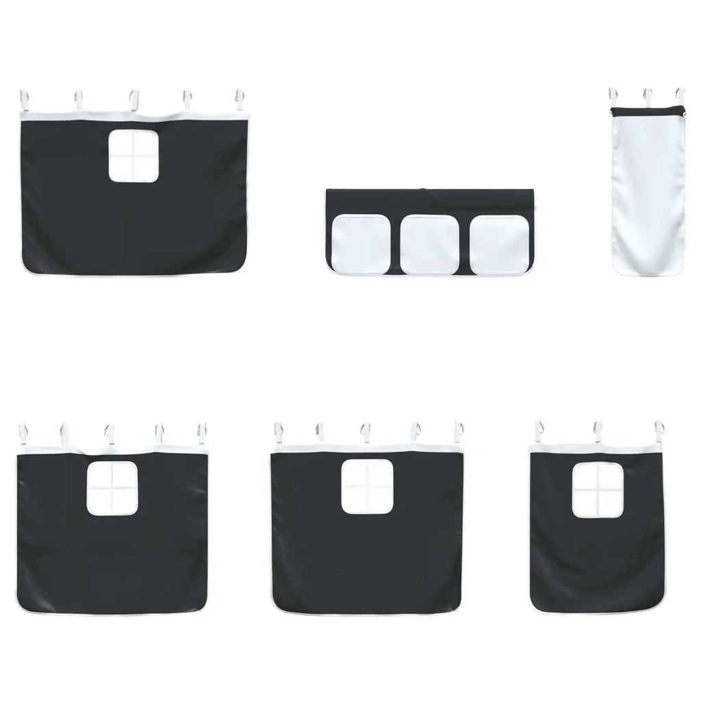 Struttura del Letto Loft per Bambini con Tendine-Giroletto per bambini Bianco e Nero 958011