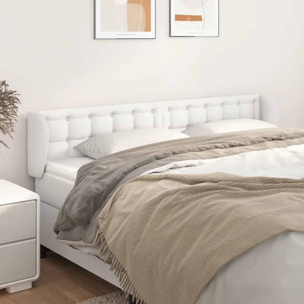 Testiera | Testata ad Orecchio Bianca 183x23x78/88 cm in Similpelle