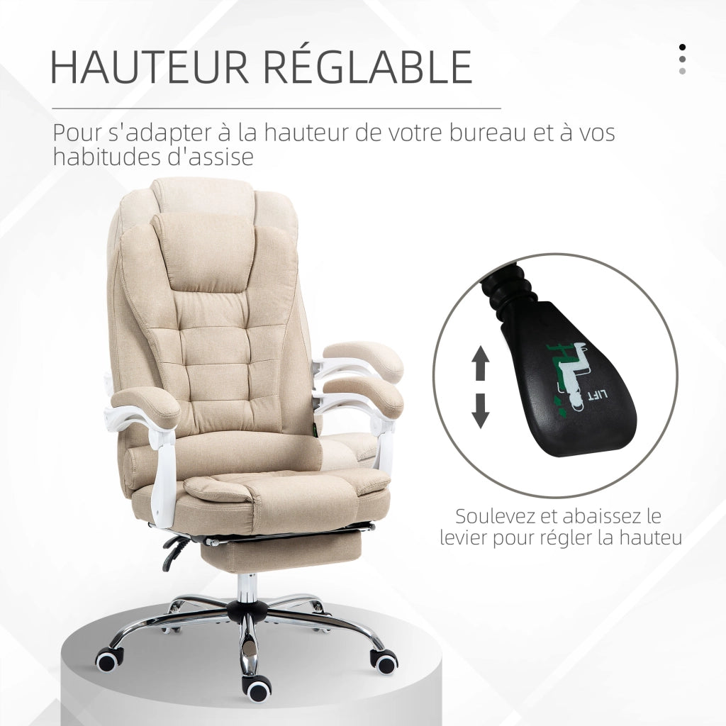 Poltrona da ufficio reclinabile con poggiapiedi e braccioli ¨C zephmum ¨C beige