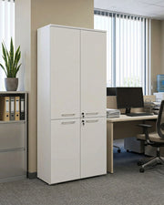 Armadio ufficio Florida - Mobile archivio 4 ante con serratura - 4 mensole incluse - L. 90 x H. 199 x P. 42,5 cm – Bianco_