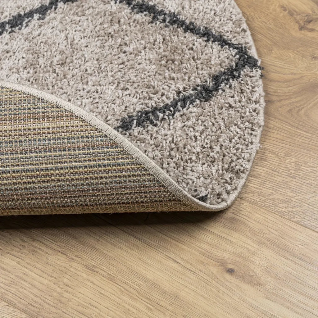 Tappeto del soggiorno | Tappeto Shaggy PAMPLONA a Pelo Lungo Beige e Antracite ? 100 cm