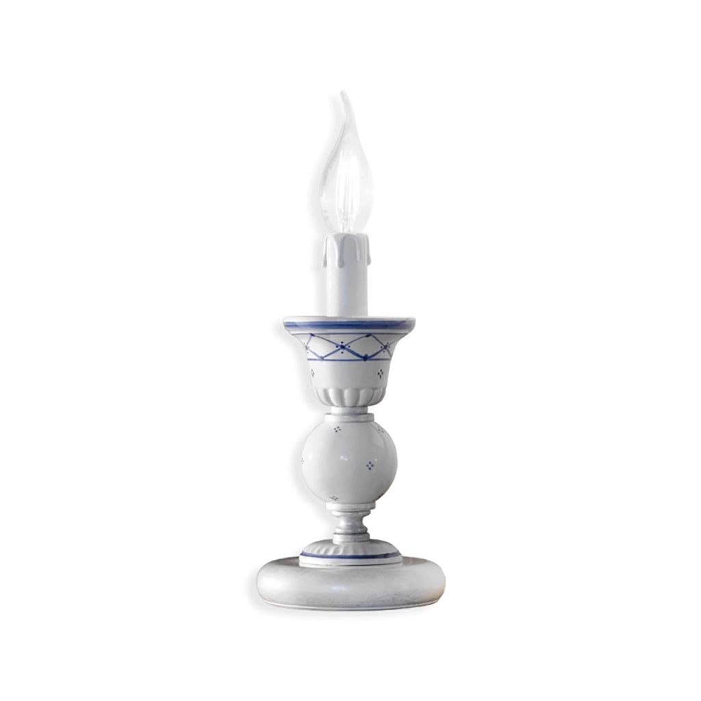 Lumetto Classico Sanremo Metallo E Ceramica Bianco Sfumato Argento 1 Luce E14