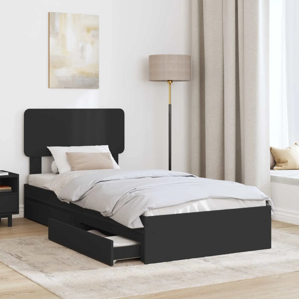 Letto con Contenitore Nero 75 x 190 cm Legno multistrato 3412326