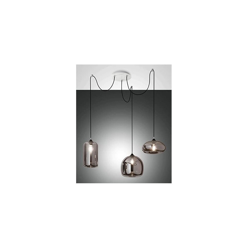 Lampadario a sospensione Fiona a Led in metallo e vetro soffiato fumè 3496-47-126 Fabas Luce