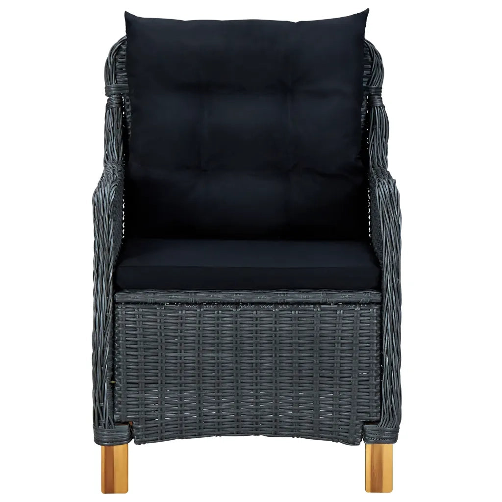 Set da Pranzo da Giardino 9pz e Cuscini Polyrattan Grigio Scuro 3060170