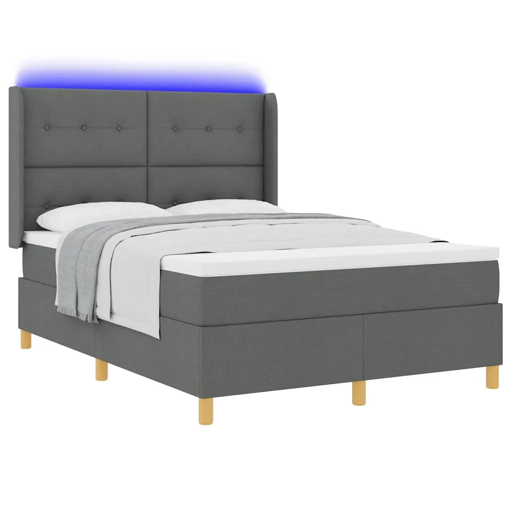 Letto a molle con strisce LED Grigio 160 x 200 cm Tessuto 3343701