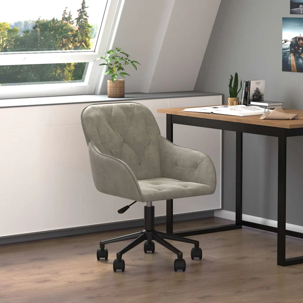 Sedia da Ufficio | Sedia da Gaming Girevole in Velluto Grigio Chiaro
