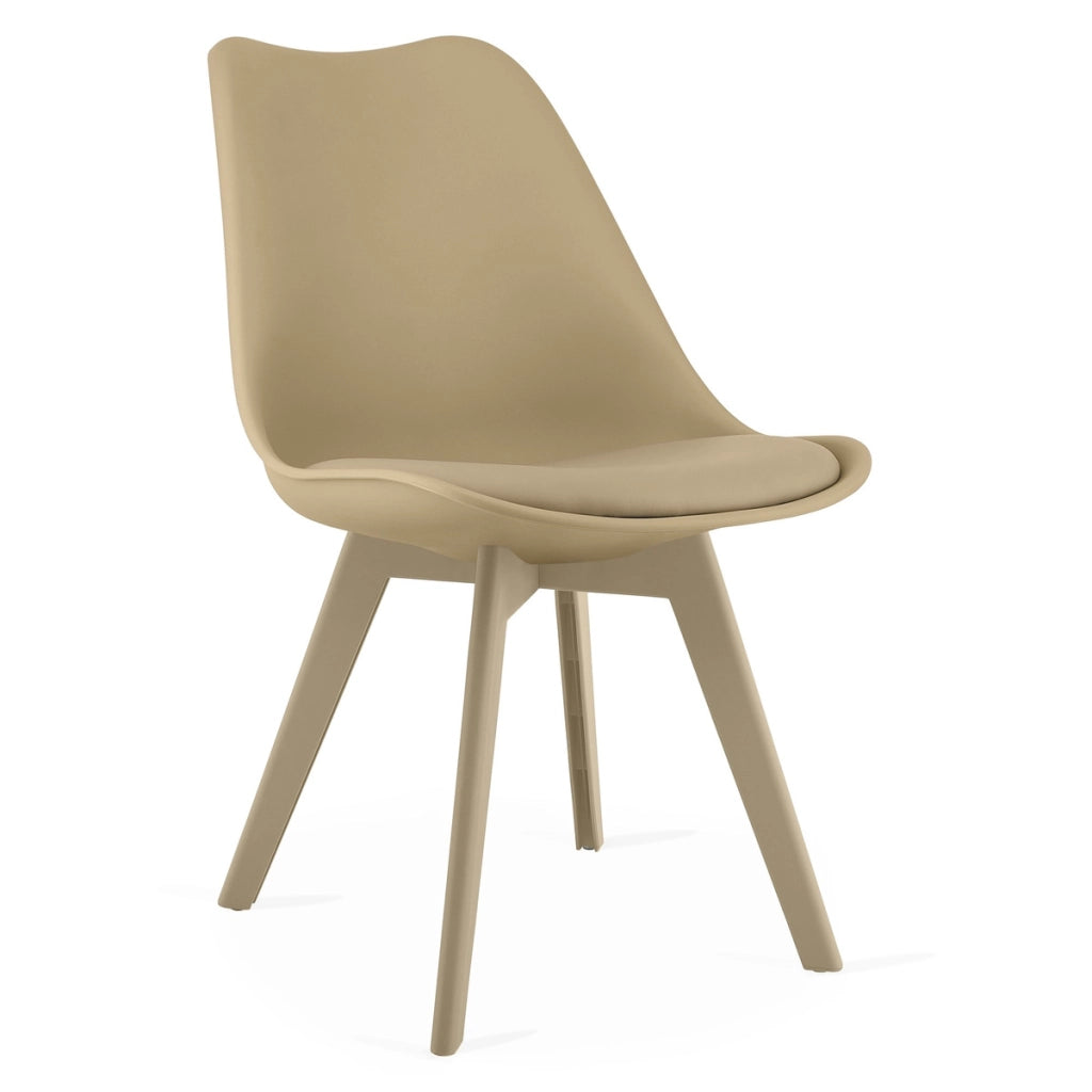 Set di 3 Sedie Mark in Polipropilene e Similpelle Beige