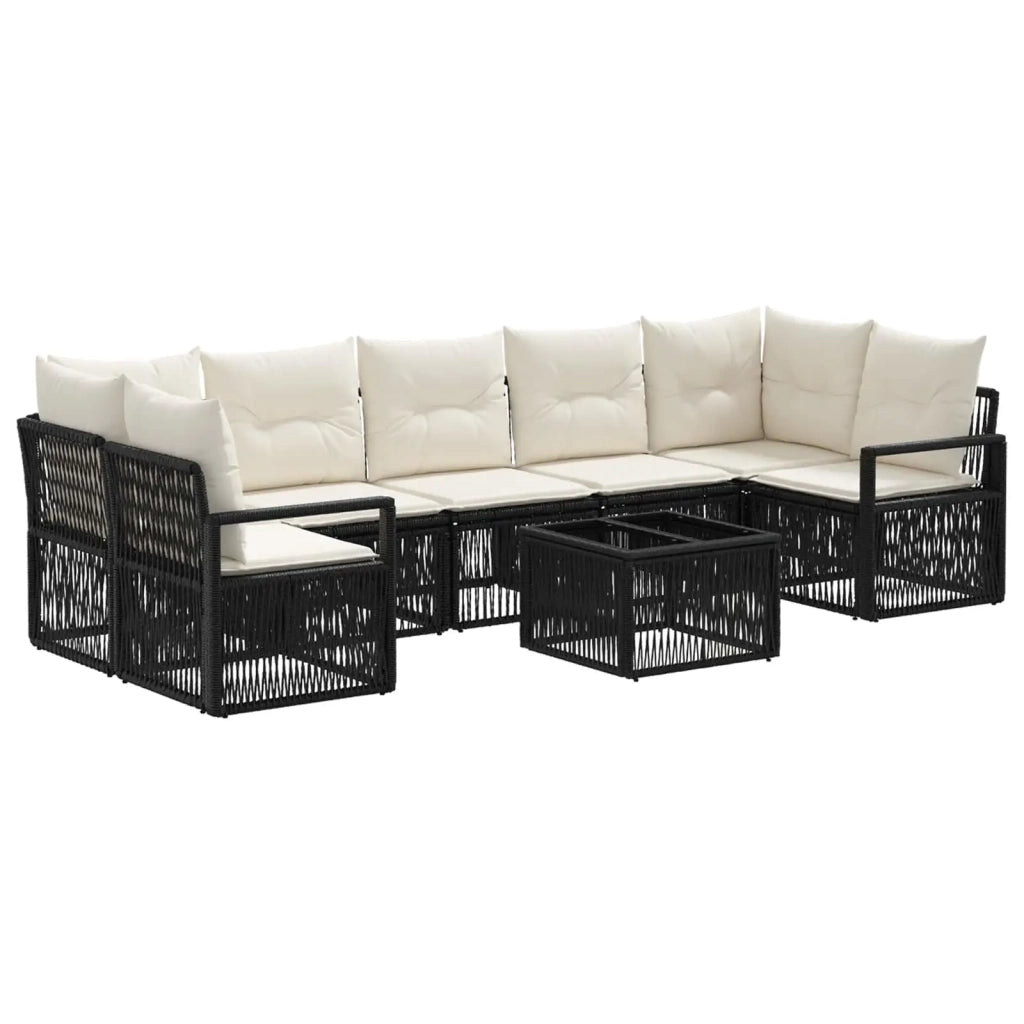 Set Divano da Giardino 8 pz Nero polyrattan 3435652