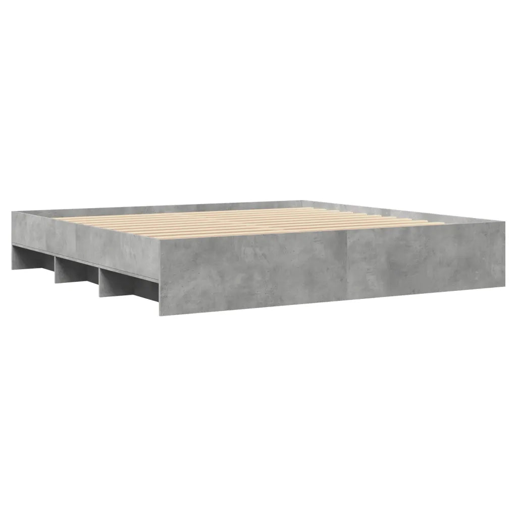 Letto matrimoniale | Letto per adulti | Giroletto Grigio Cemento 200x200 cm in Legno Multistrato