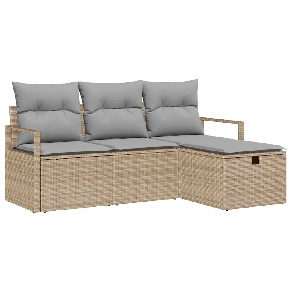 Set di divani 4 pcs Beige e Grigio Chiaro polyrattan 3359149