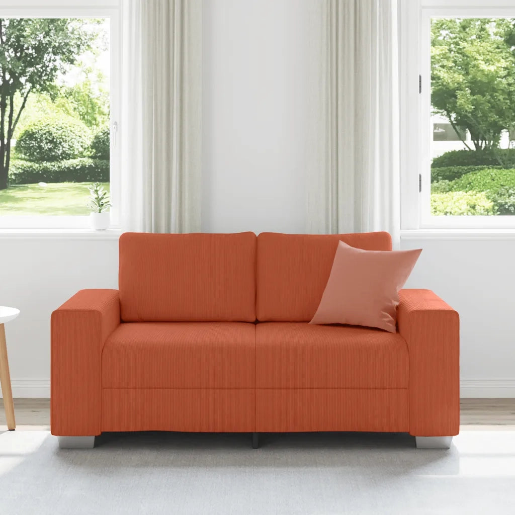 Divano Divanetto Rosso Arancione 160x77x82 cm Tessuto Velluto a Coste 4105199