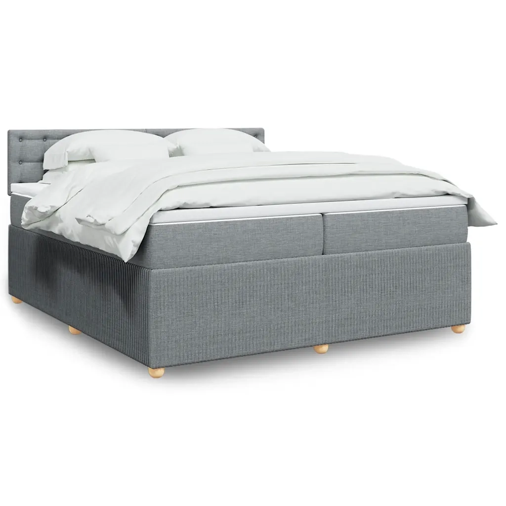 Giroletto a Molle con Materasso Grigio Chiaro 200x200cm Tessuto 3287577