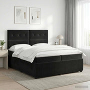 Letto box spring con materasso Nero 200 x 200 cm Velluto 3454675