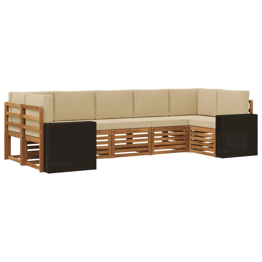 Set divano sezionale 7 pcs Naturale e Beige Poliestere 3384814