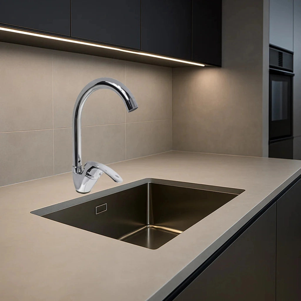 Miscelatore rubinetto monocomando per lavabo cucina canna alta cromato 52334A