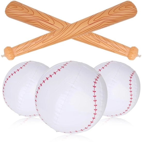 Set di Baseball per Piscina con 2 Mazze Inflabili - 3 Palloni Inflabili - Set di Sport per Piscina - Misura: 80x12 cm