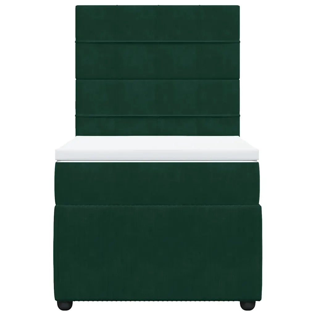 Giroletto a Molle con Materasso Verde Scuro 90x200 cm Velluto