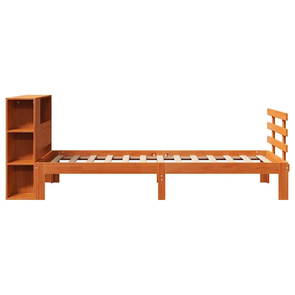 Letto Libreria senza Materasso Marrone Cera 100x200 cm in Pino 3322740