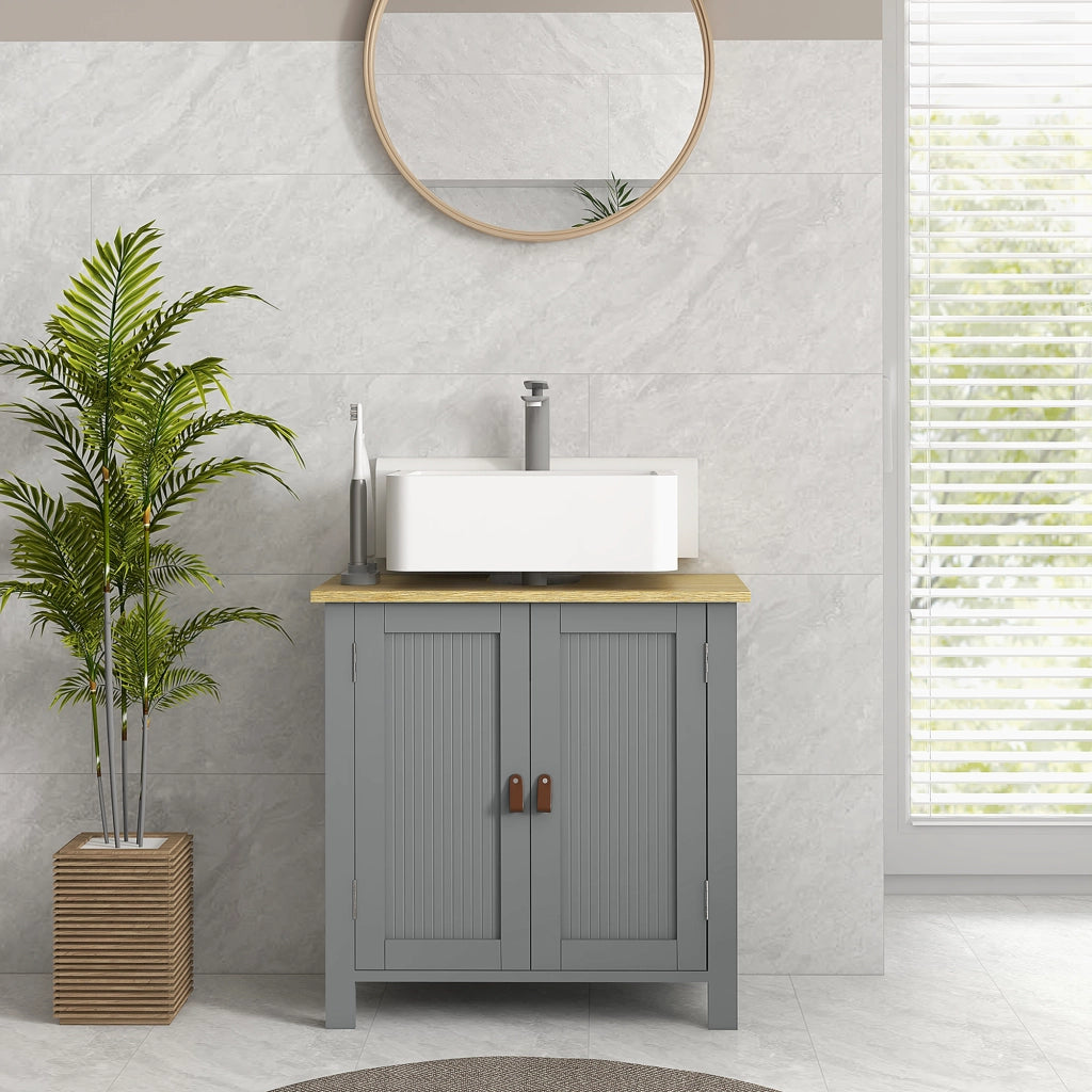 Mobile sottolavabo con 2 ante e ripiano regolabile ¨C Xylo ¨C Grigio 60x30x60 cm