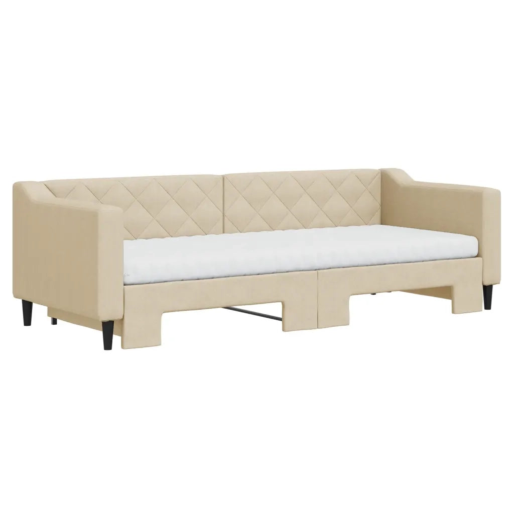 Divano Letto Estraibile con Materassi Crema 80x200 cm Tessuto 3197443