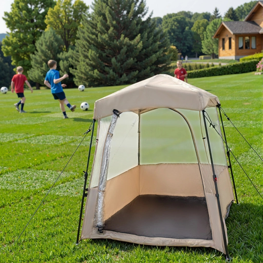 Tenda sportiva pop up con borsa da trasporto, Tenda a bolla portatile in PVC trasparente per pesca e campeggio 183 cm Marrone-Tende