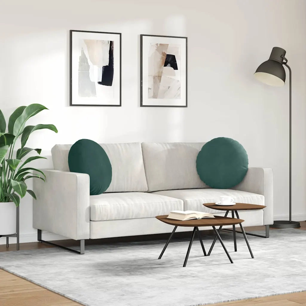 Cuscini per Seduta 2 pcs Verde Scuro Ø50 x 19 cm Velluto 42014176