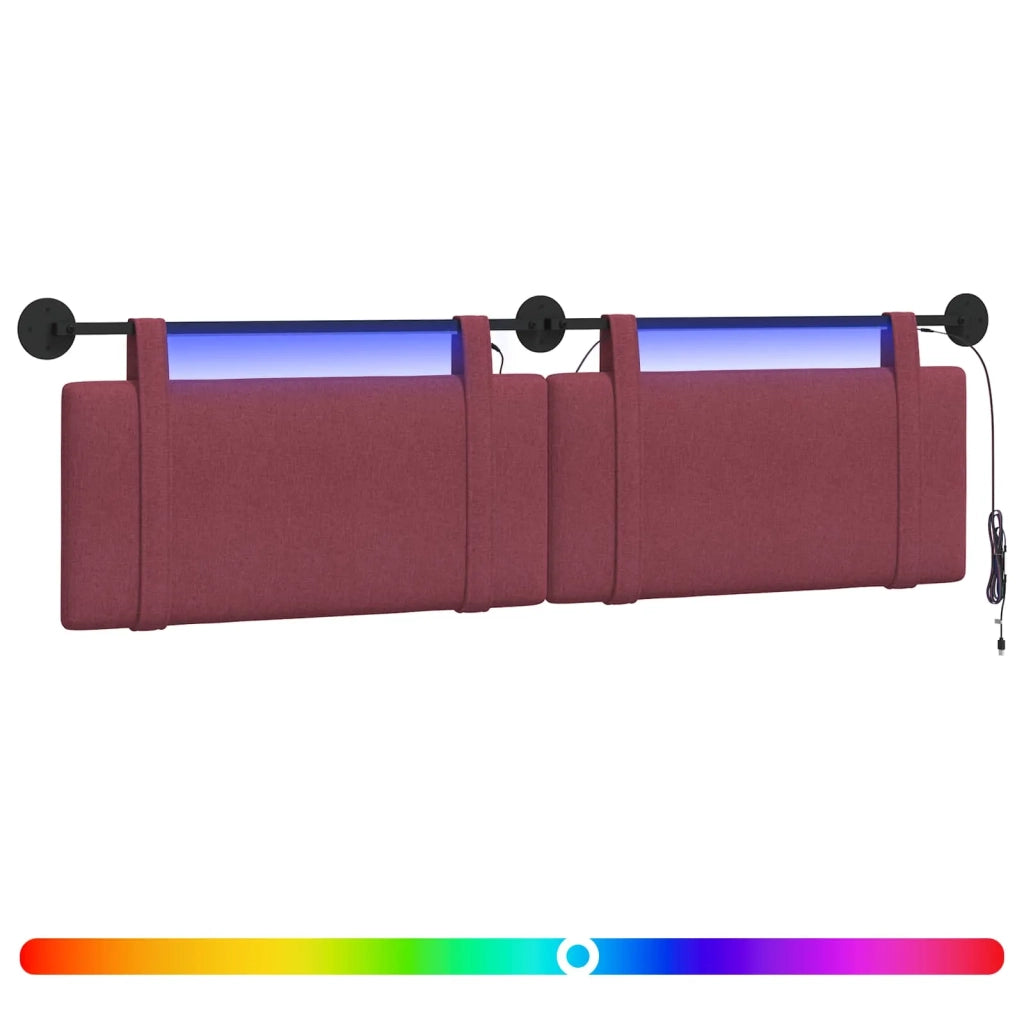 Testiera sospesa Con luce LED Rosso Vino Tessuto 3424000